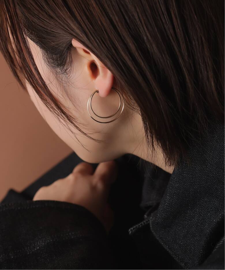30mm2ラインフープピアス K10（両耳）（ピアス（両耳用））｜Lilas 