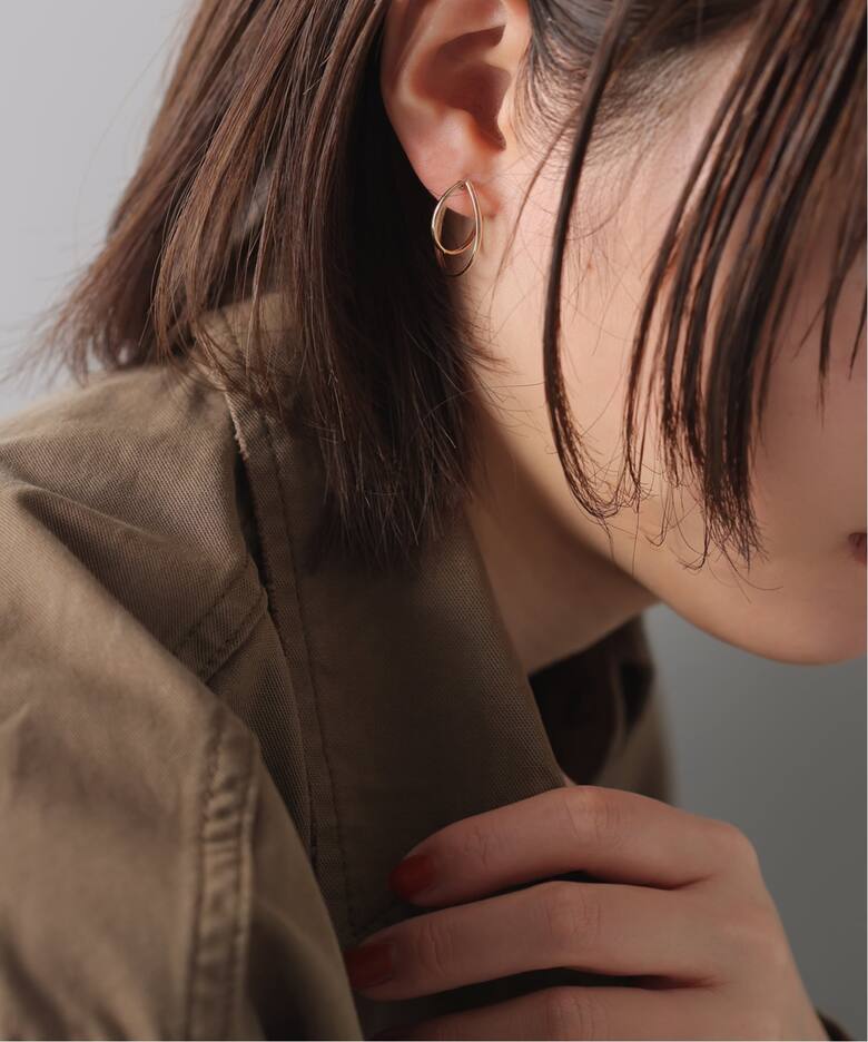 20mm2ラインカーブフープピアス K10（両耳）（ピアス（両耳用 