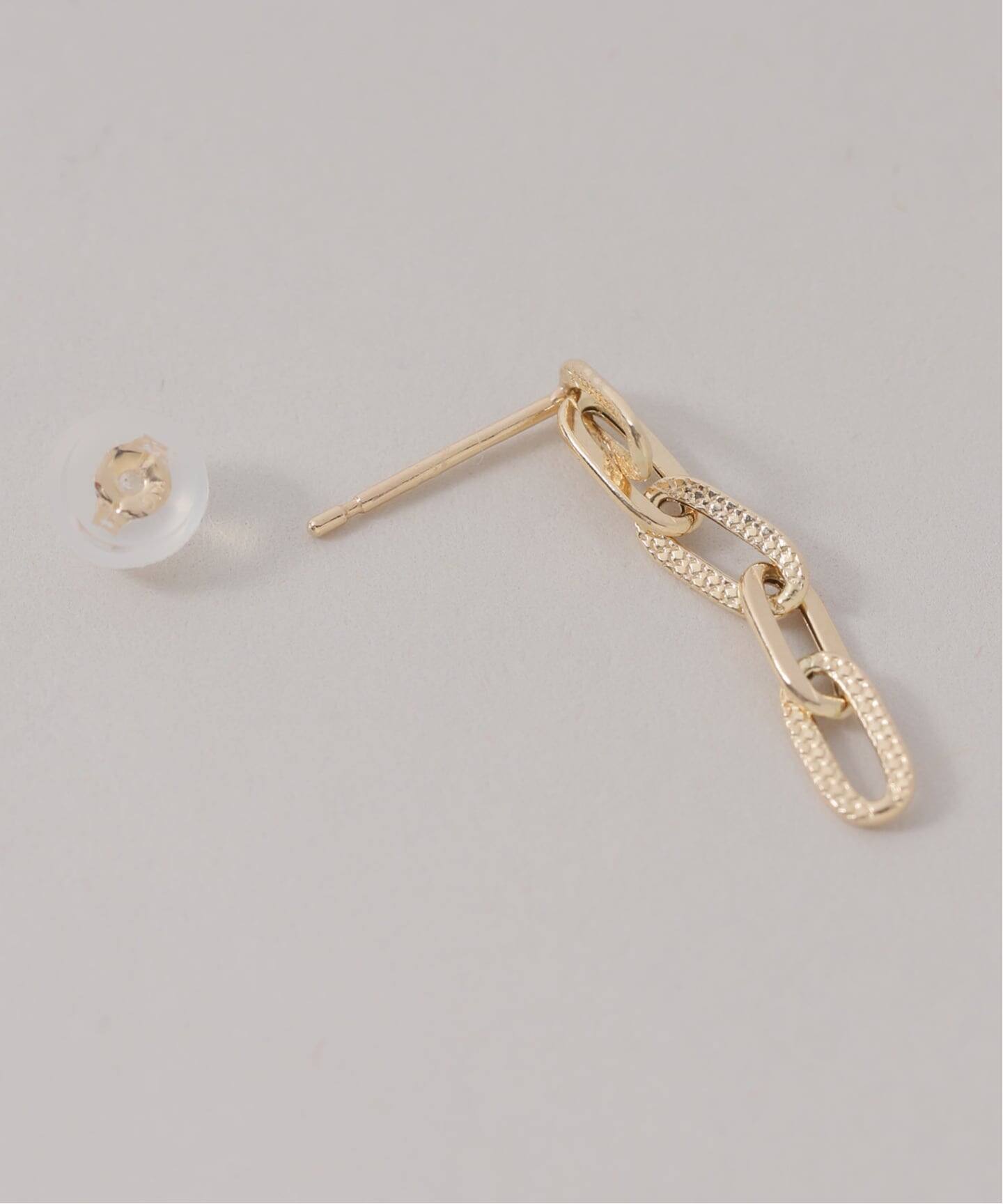 プレイドクリップチェーンピアス K10（両耳）（ピアス（両耳用
