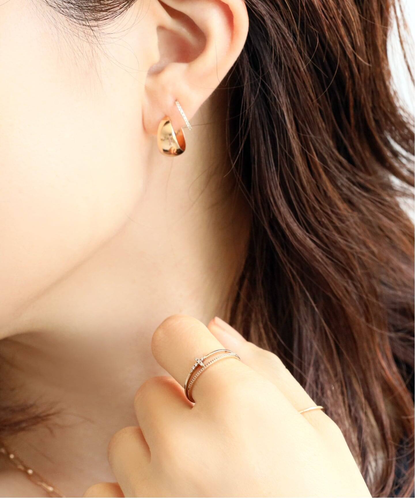 三日月フープピアス K10（両耳）（ピアス（両耳用））｜Lilas（リラ