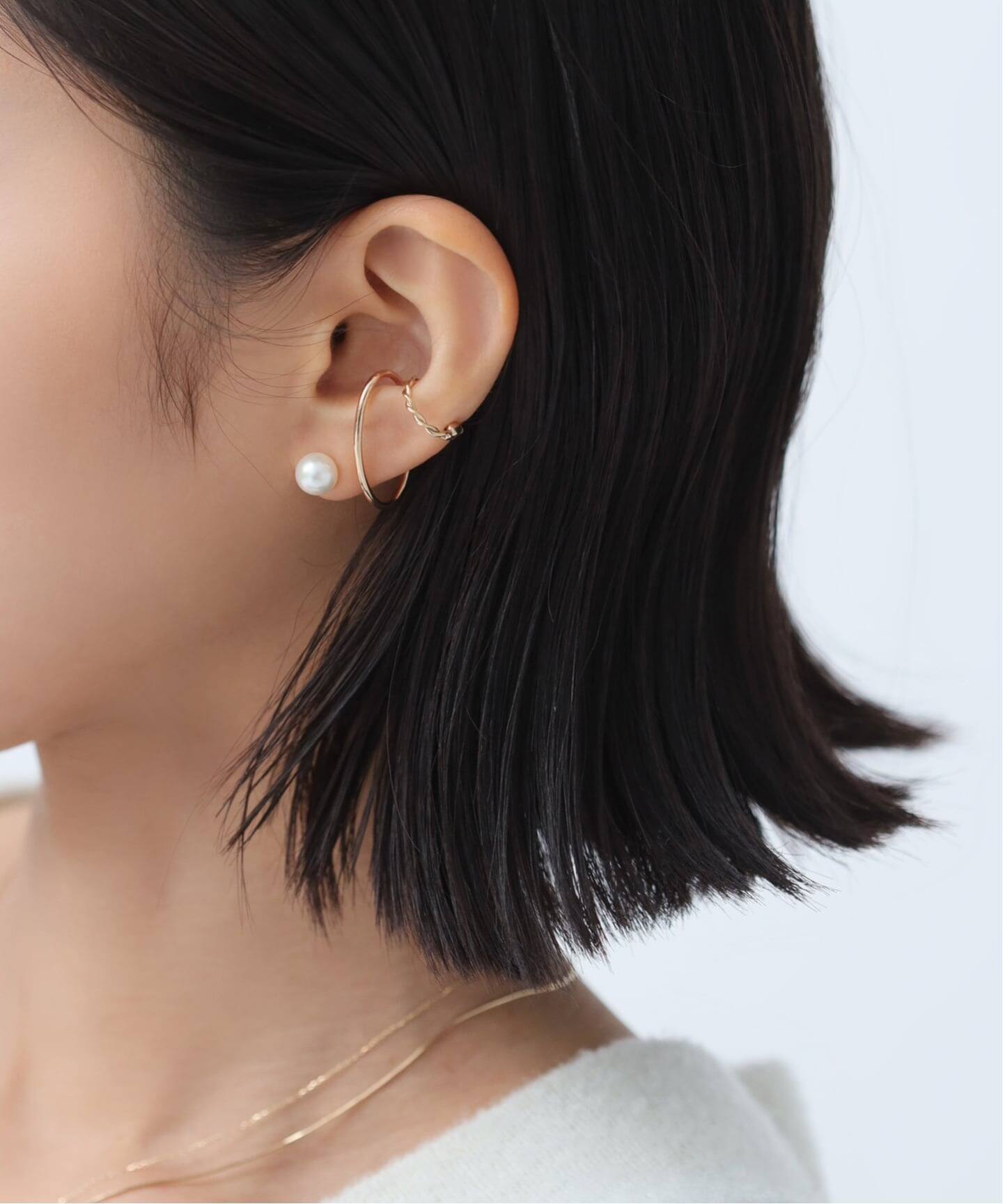 Lilas オーバルイヤーカフK10 オーバルパイプイヤーカフ K10（片耳）（イヤーカフ）｜Lilas（リラ