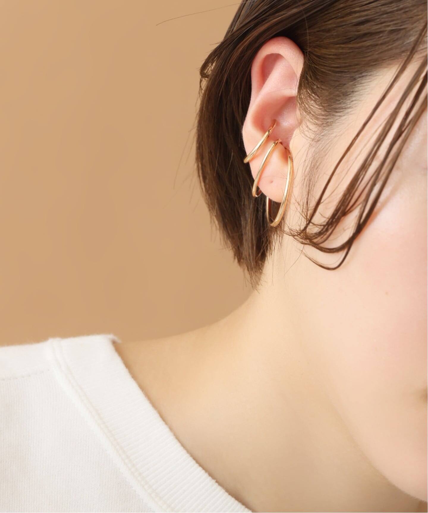 Lilas オーバルイヤーカフK10 オーバルパイプイヤーカフ K10（片耳）（イヤーカフ）｜Lilas（リラ