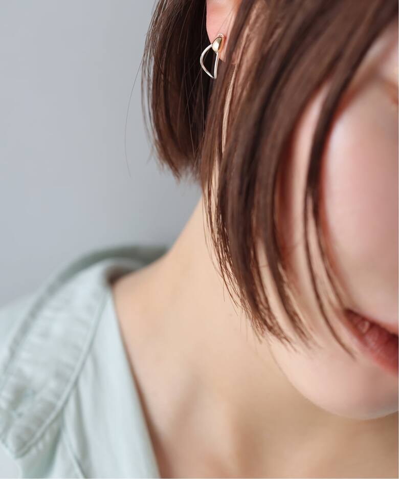 WEB限定》バイカラー2WAYティアドロップピアス K10（両耳）（ピアス 