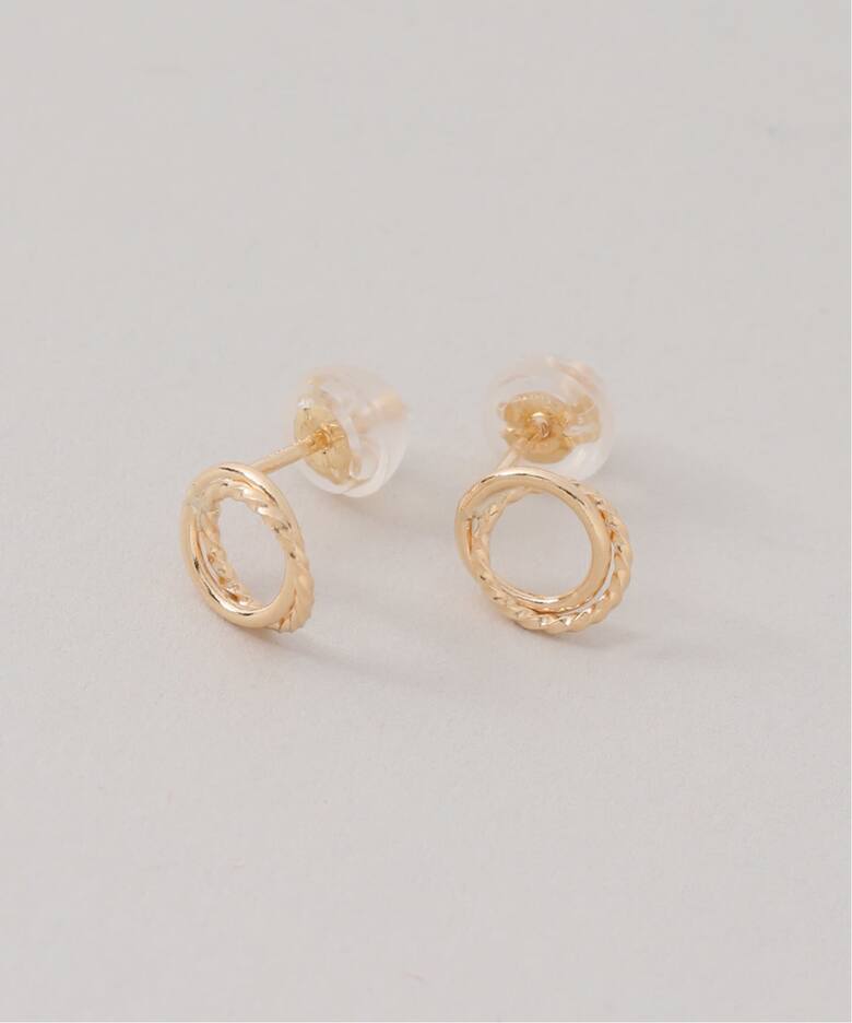 ダブルサークルツイストピアス K18（両耳）（ピアス（両耳用 