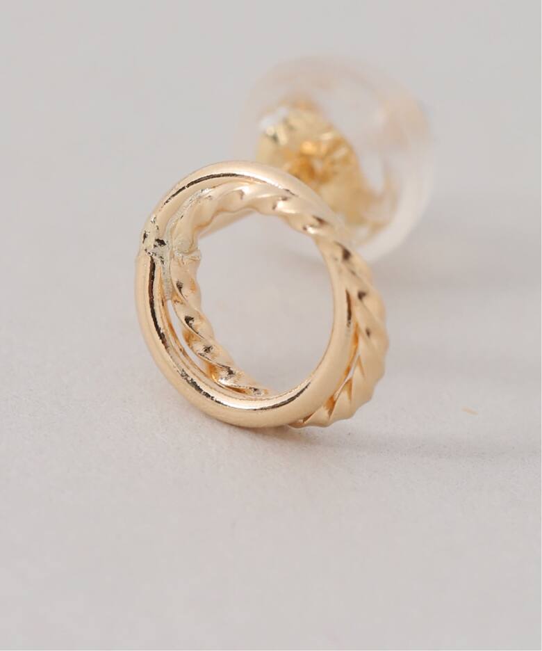 ダブルサークルツイストピアス K18（両耳）（ピアス（両耳用 