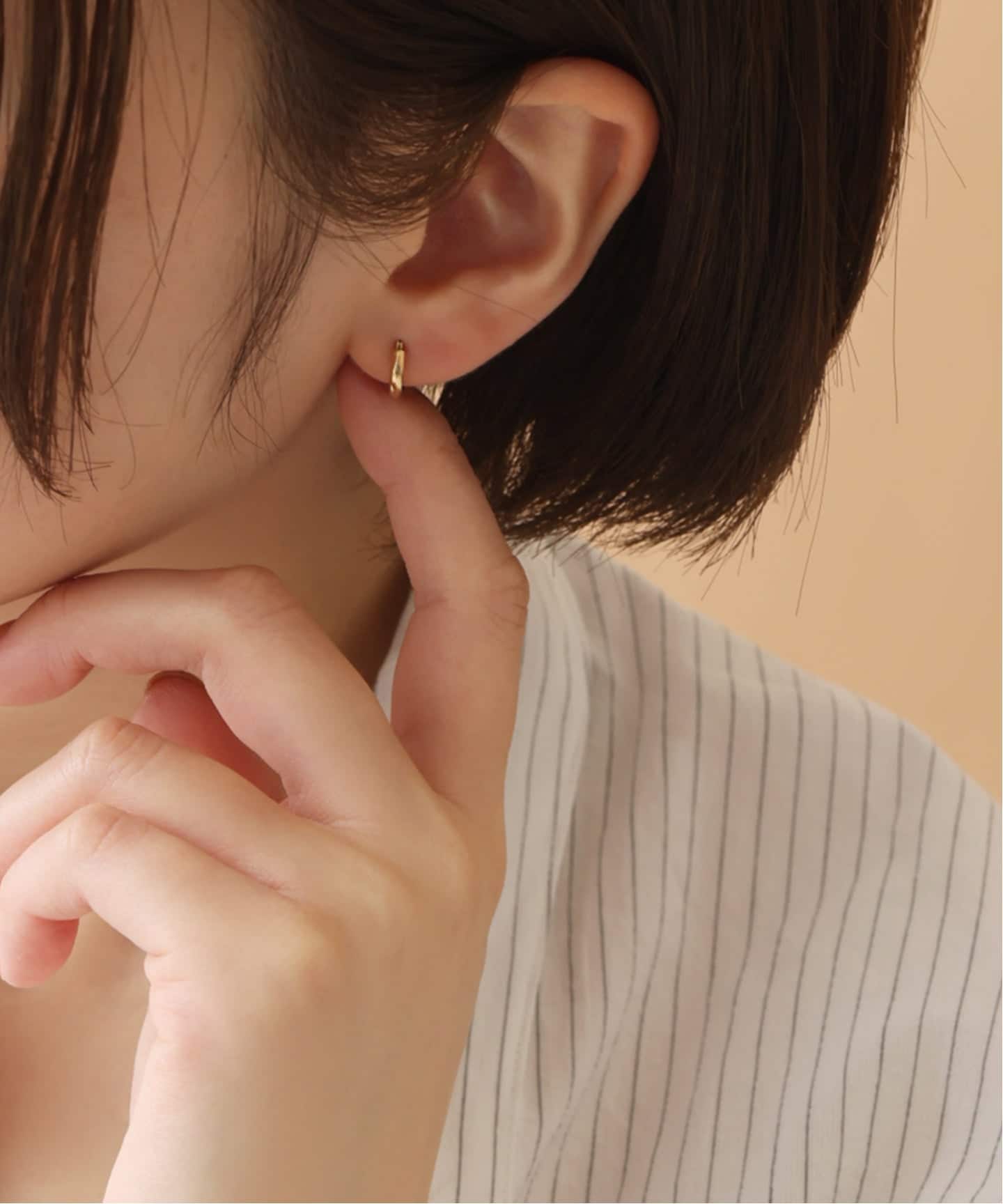 10mmフープパイプピアス K18（両耳）（ピアス（両耳用））｜Lilas
