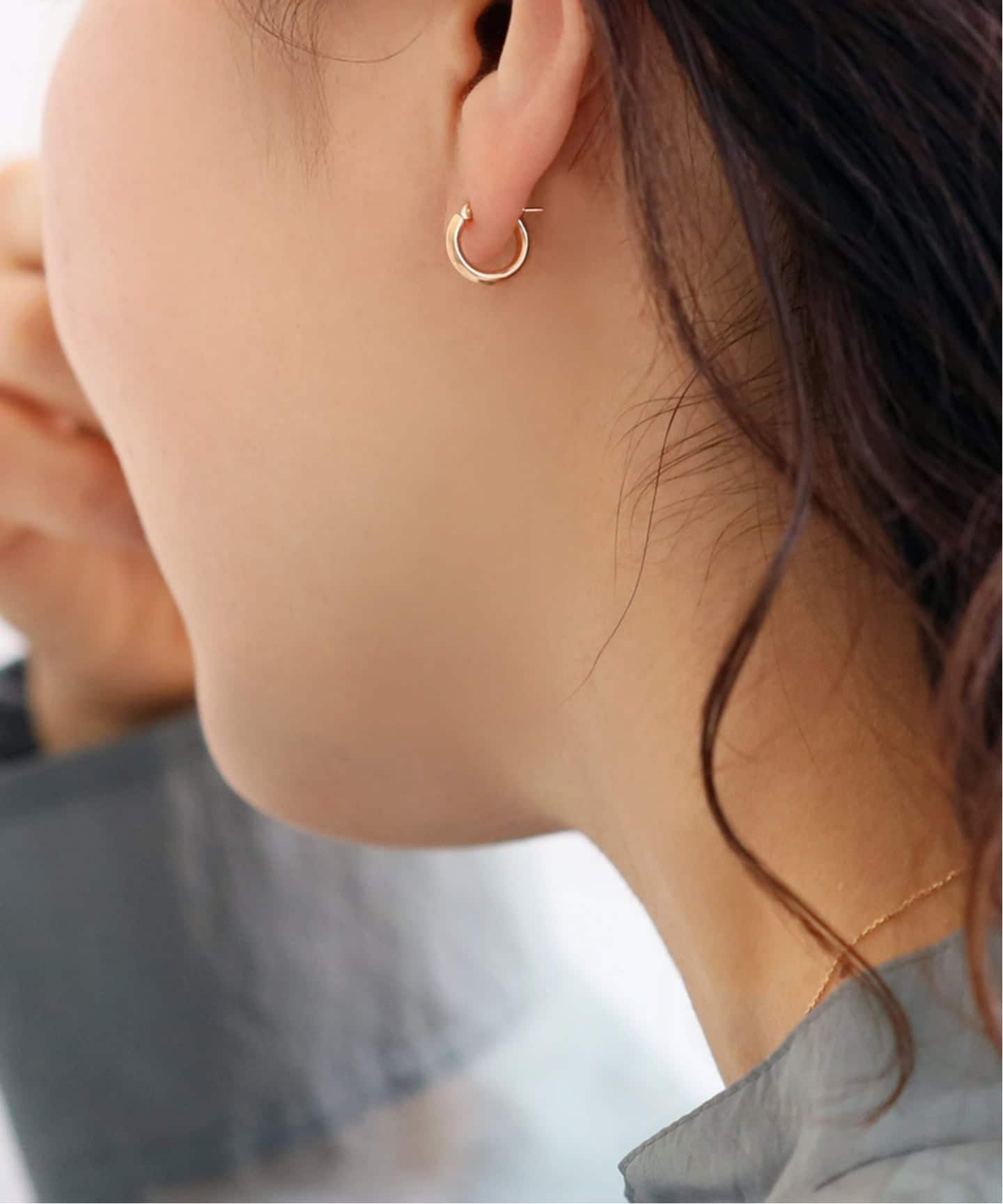 10mmフープパイプピアス K18（両耳）（ピアス（両耳用））｜Lilas