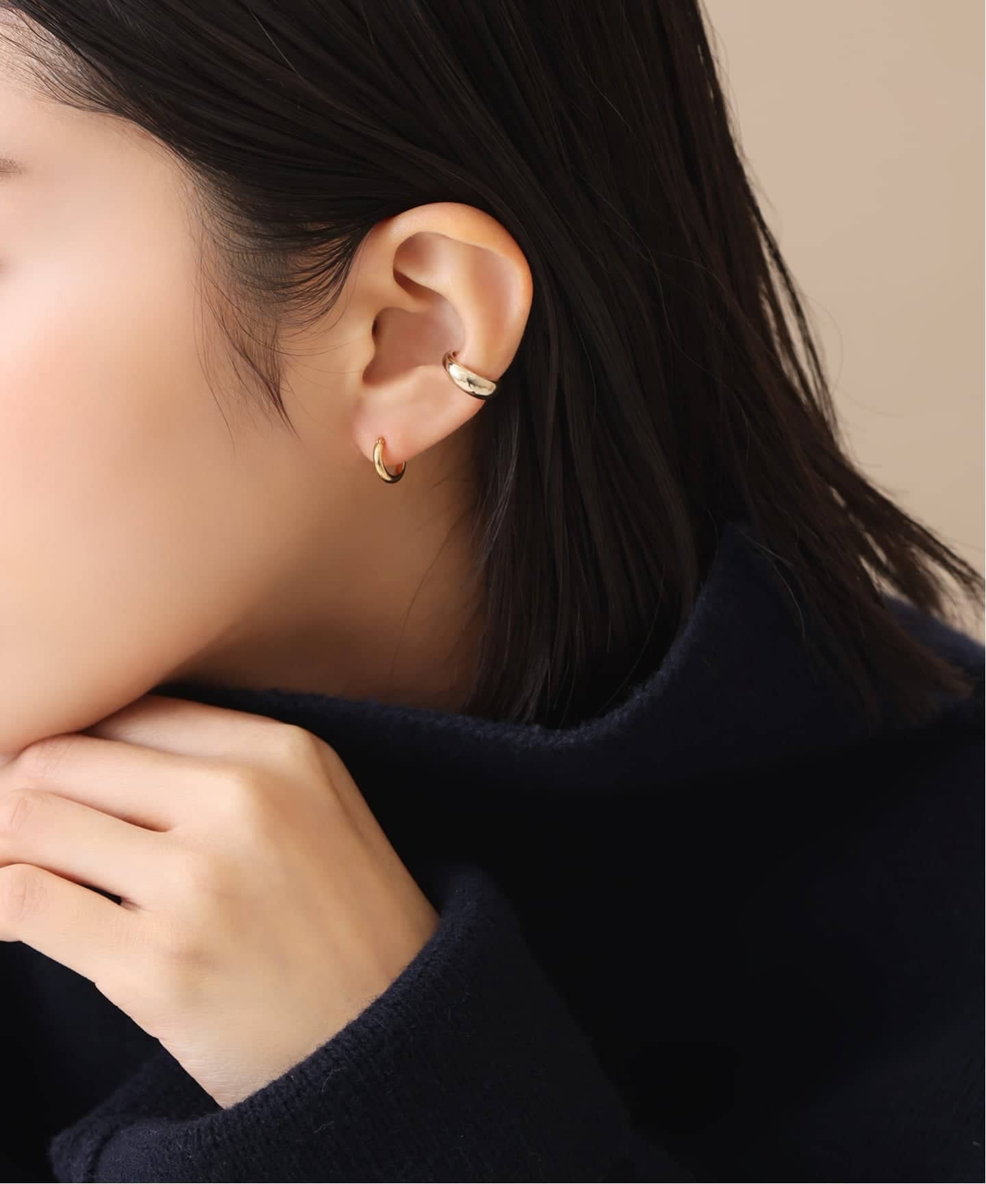 10mmフープパイプピアス K18（両耳）（ピアス（両耳用））｜Lilas