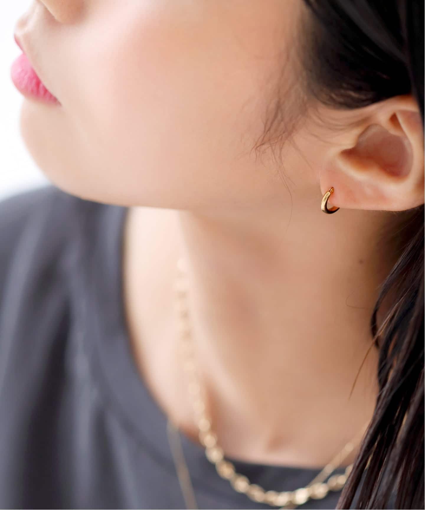 10mmフープパイプピアス K18（両耳）（ピアス（両耳用））｜Lilas