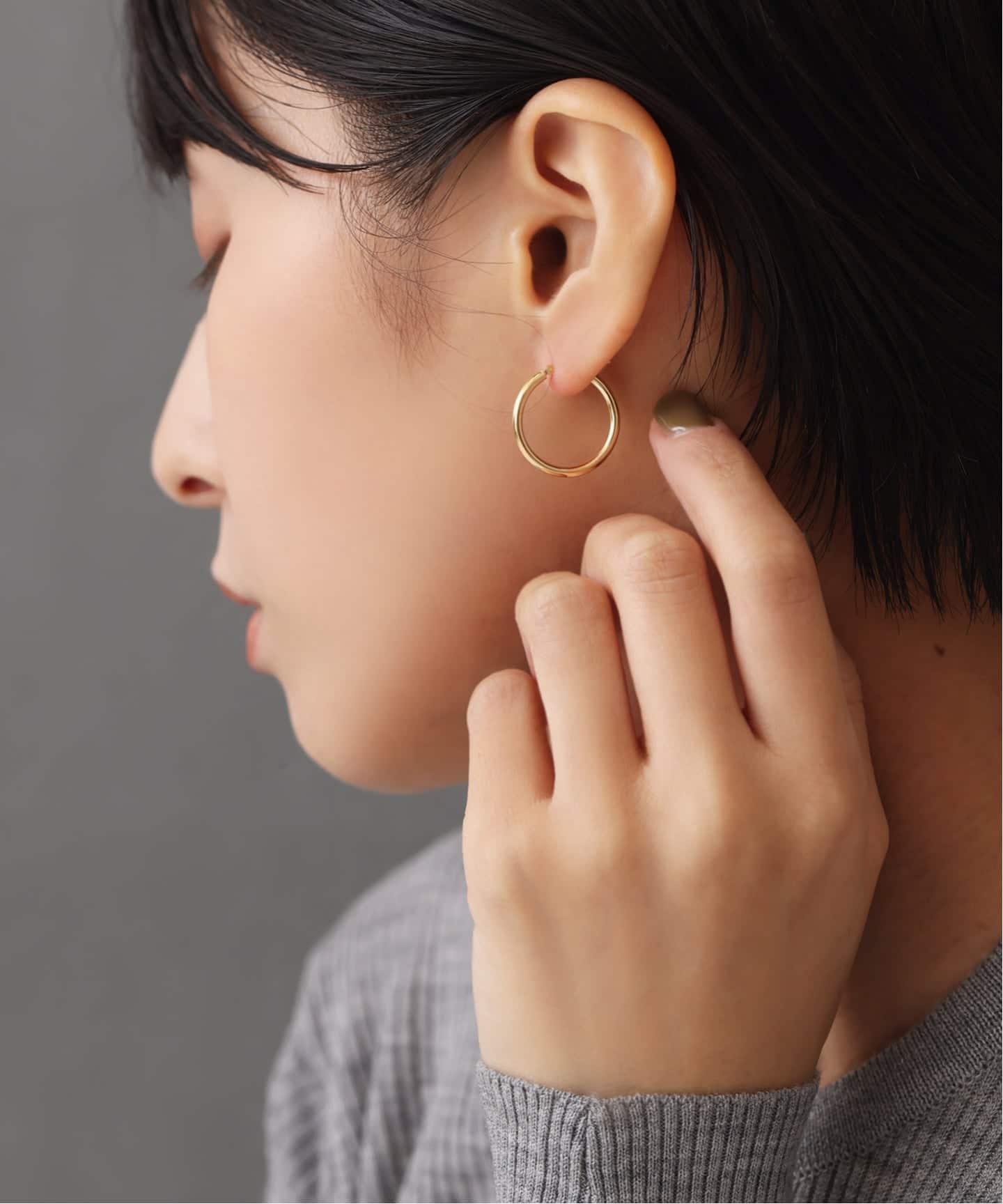 20mmフープパイプピアス K18（両耳）（ピアス（両耳用））｜Lilas