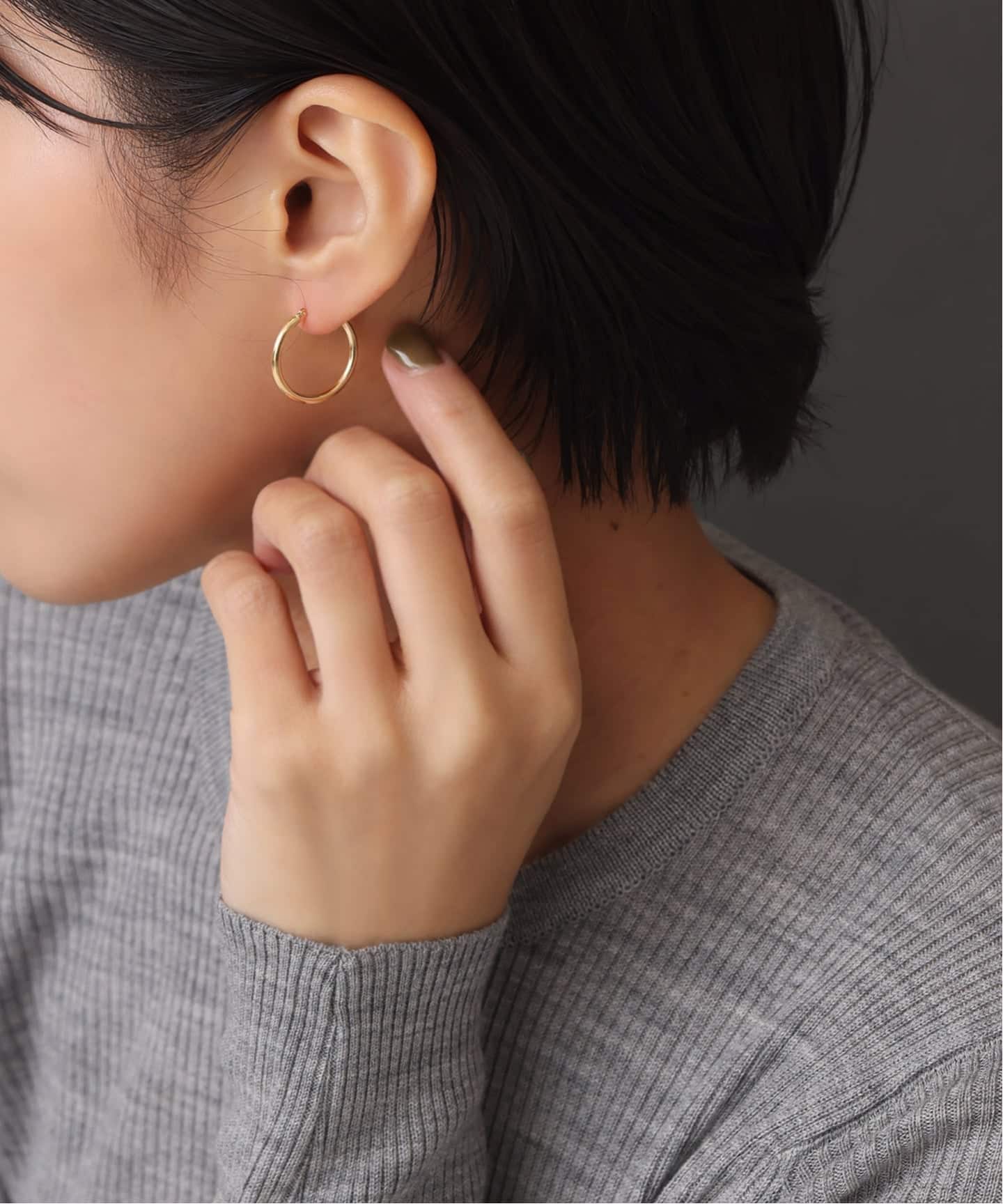 予約》20mmフープパイプピアス K18（両耳）（ピアス（両耳用