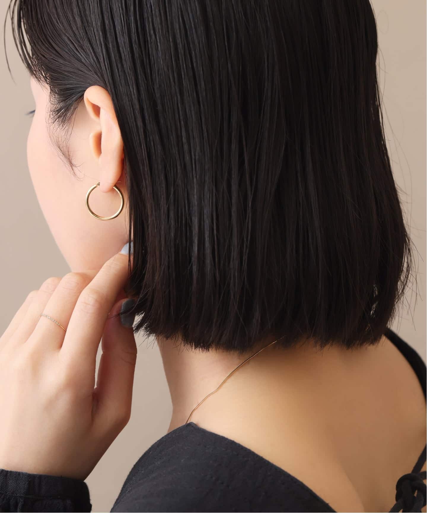 20mmフープパイプピアス K18（両耳）（ピアス（両耳用））｜Lilas