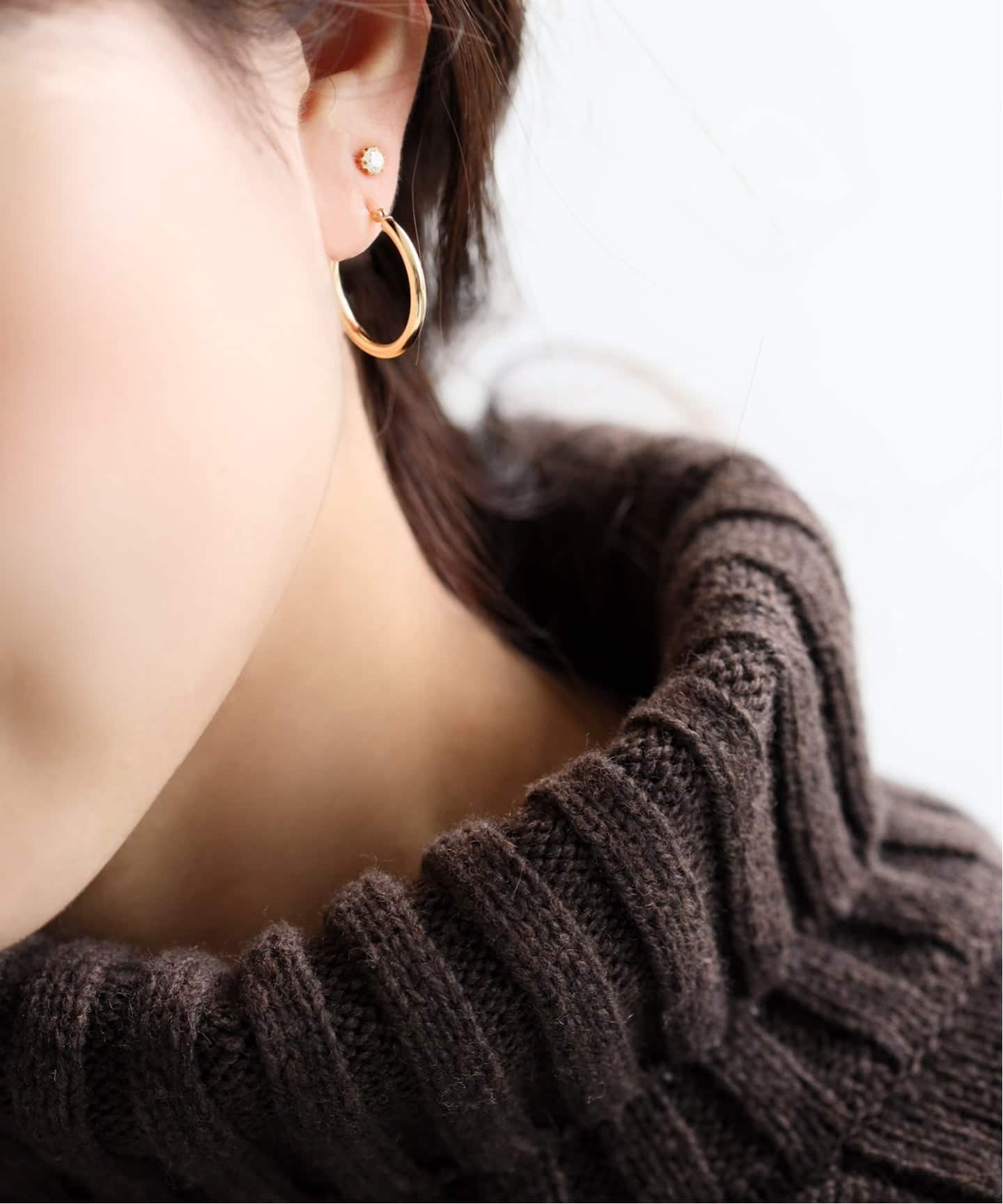 20mmフープパイプピアス K18（両耳）（ピアス（両耳用））｜Lilas