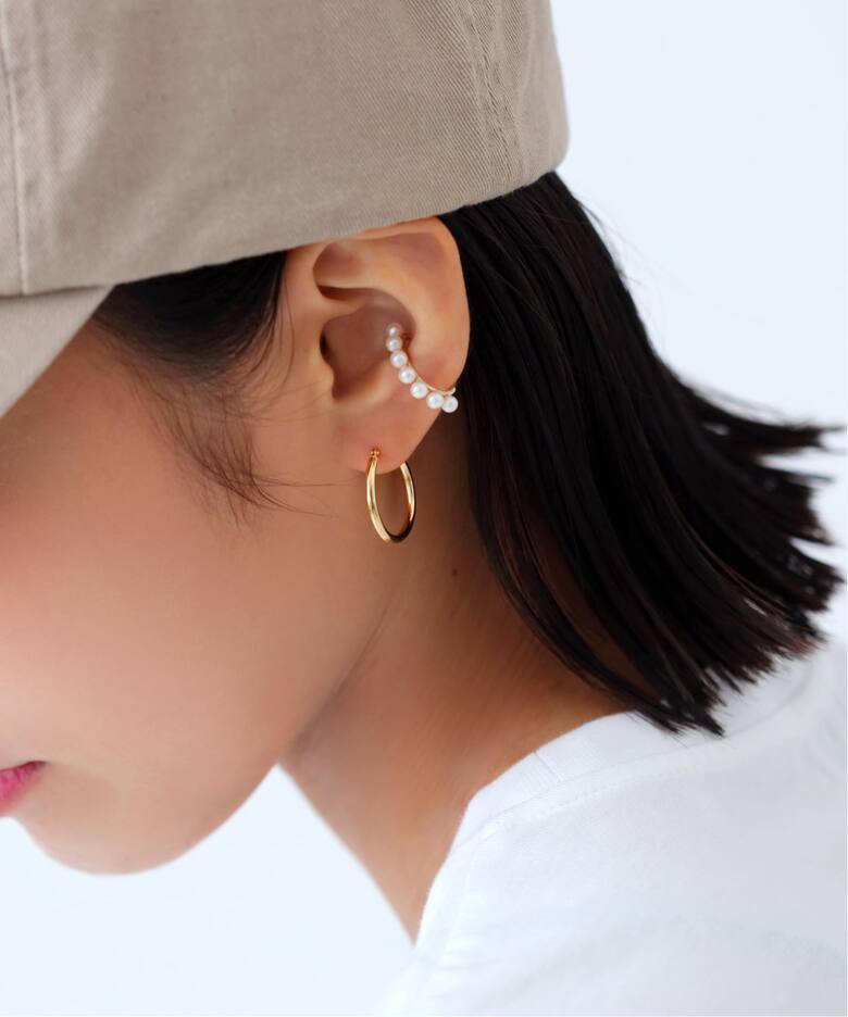 20mmフープパイプピアス K18（両耳）（ピアス（両耳用））｜Lilas 