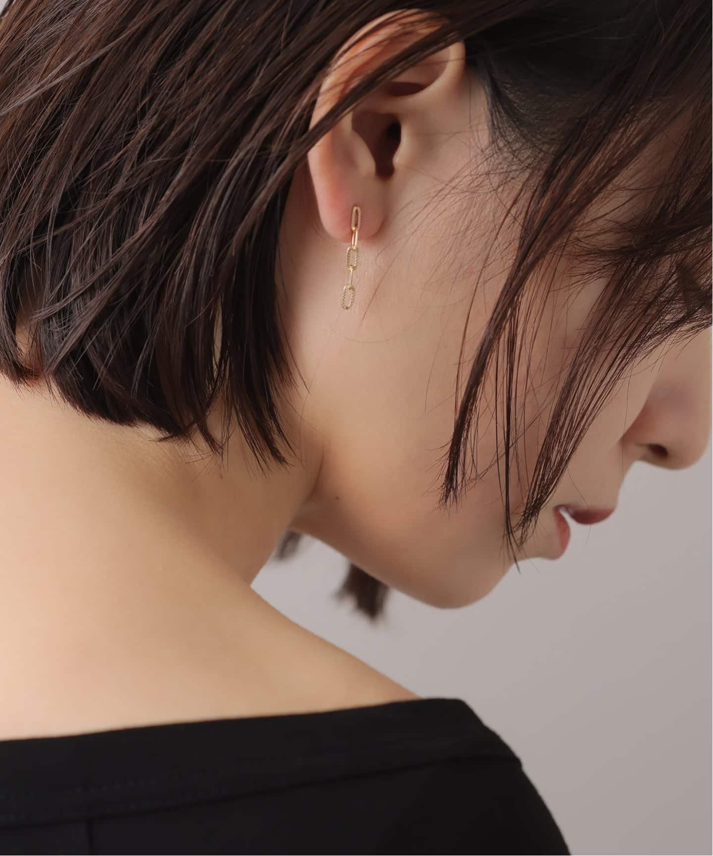 プレイドクリップチェーンピアス K10（両耳）（ピアス（両耳用