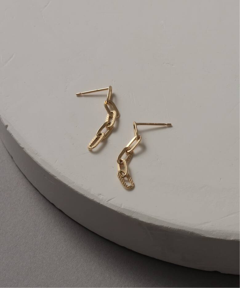 プレイドクリップチェーンピアス K10（両耳）（ピアス（両耳用 
