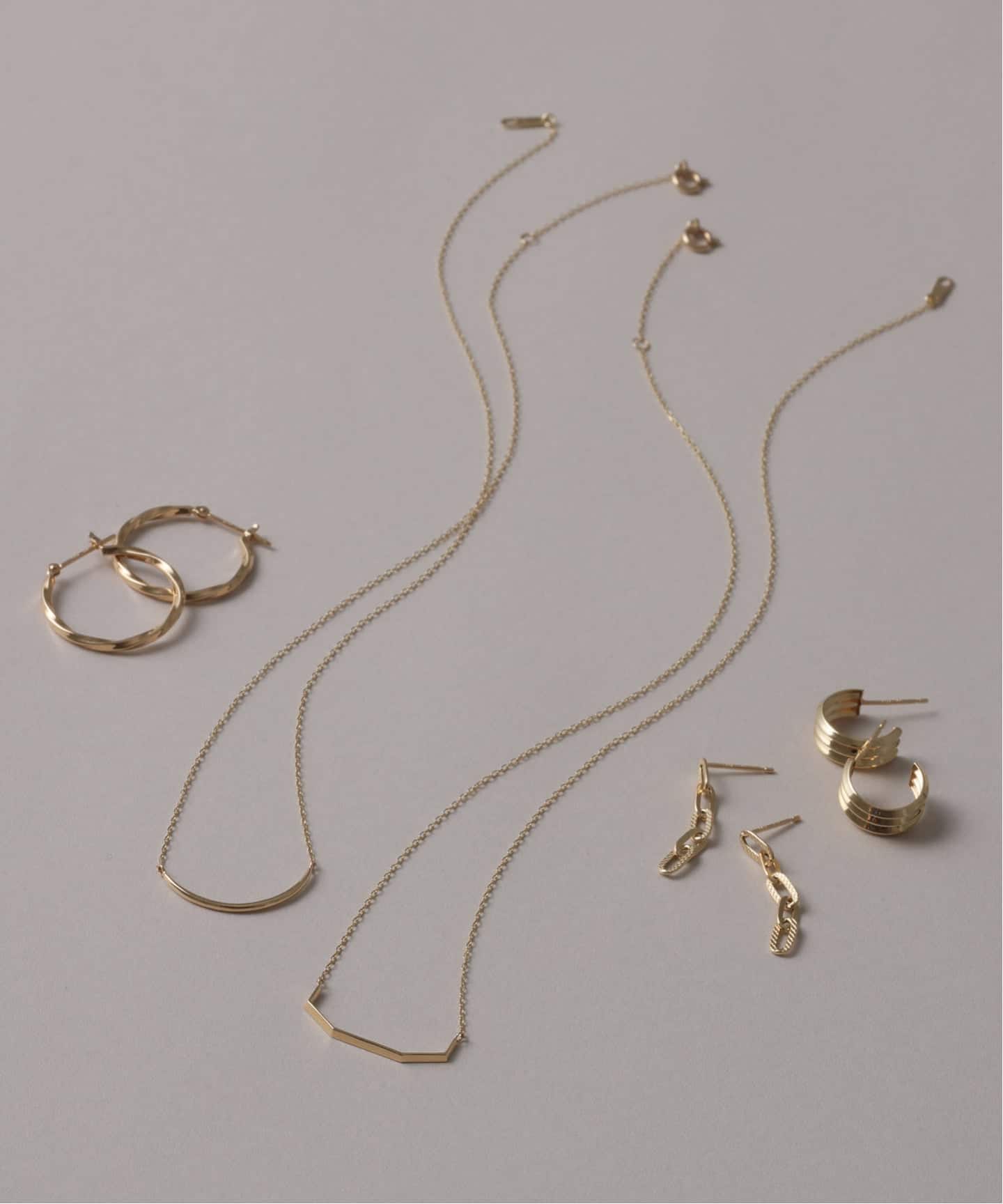プレイドクリップチェーンピアス K10（両耳）（ピアス（両耳用