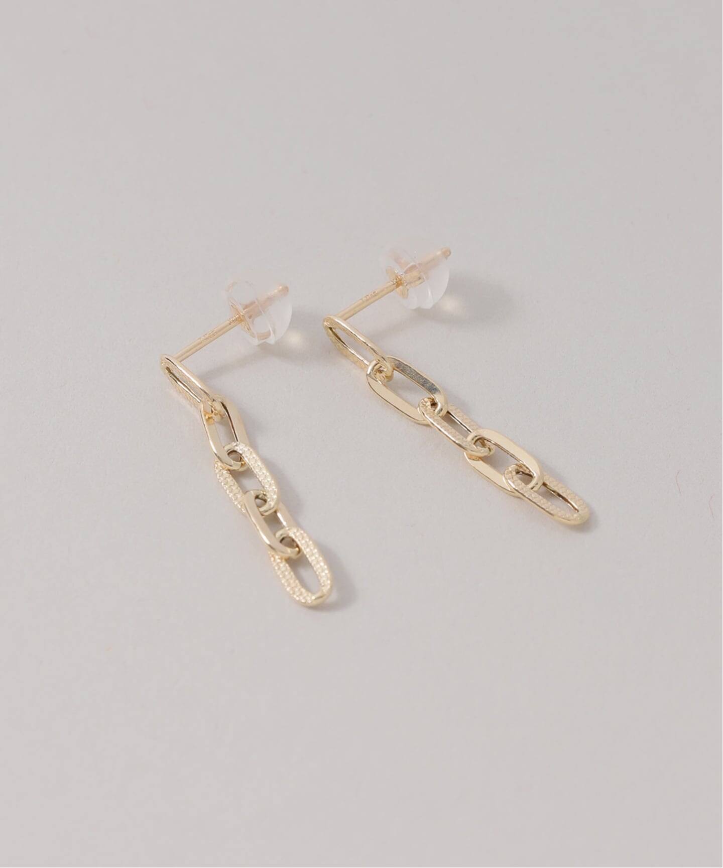 予約》プレイドクリップチェーンピアス K10（両耳）（ピアス（両耳用