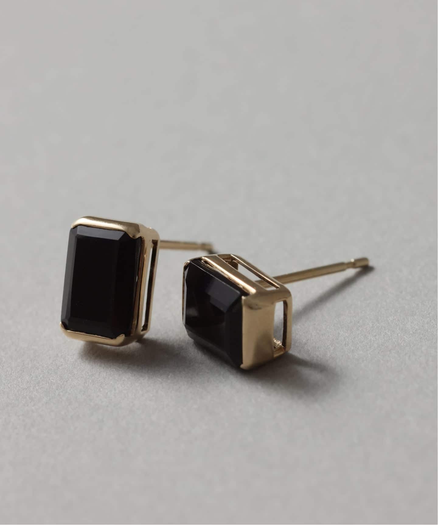 オクタゴンオニキスピアス K10（両耳）（ピアス（両耳用））｜Lilas