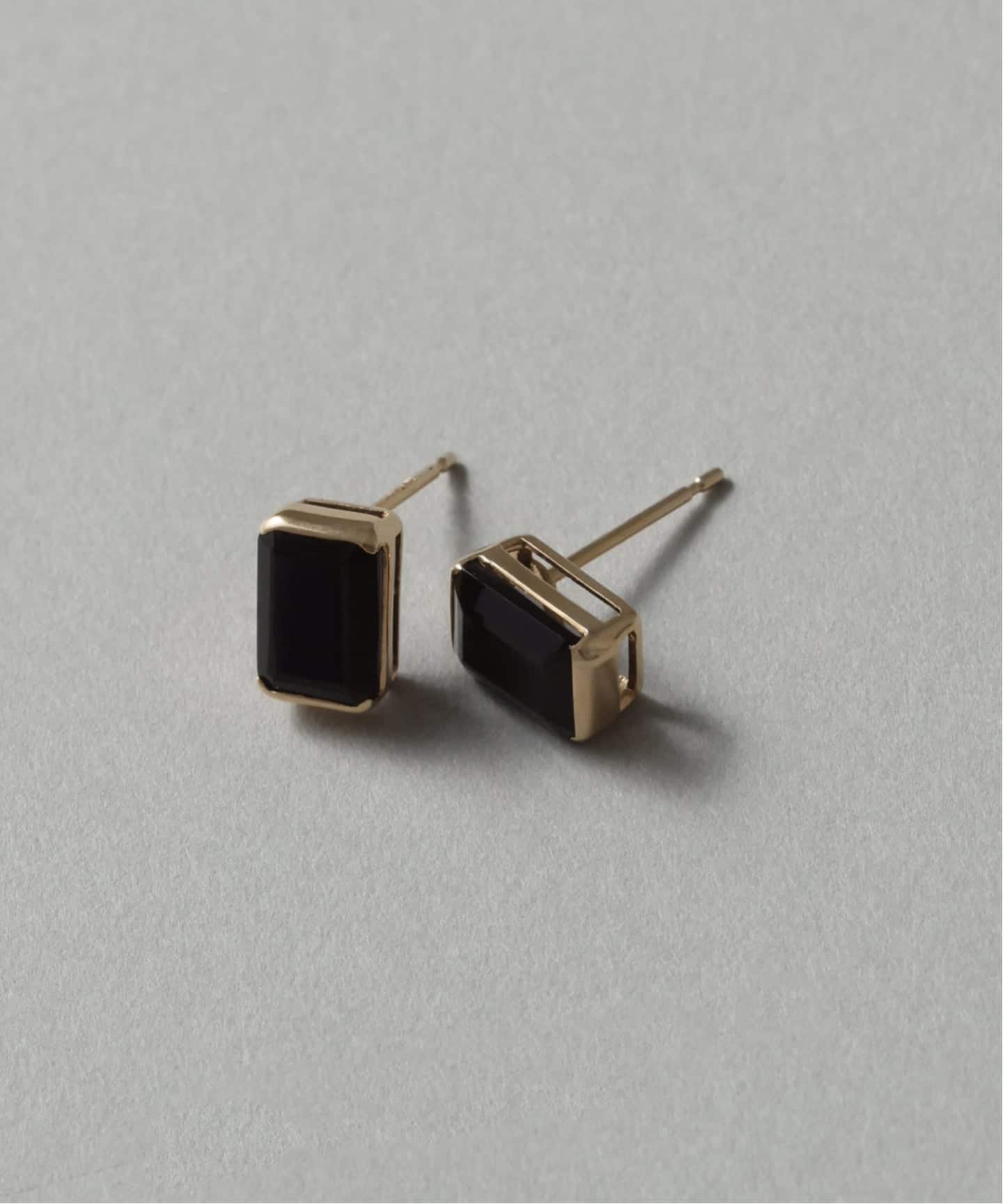 オクタゴンオニキスピアス K10（両耳）（ピアス（両耳用））｜Lilas