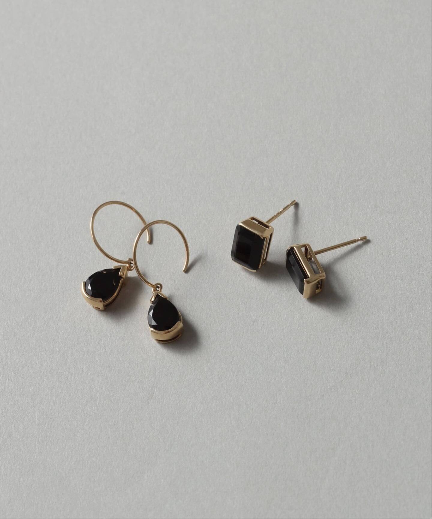 オクタゴンオニキスピアス K10（両耳）（ピアス（両耳用））｜Lilas