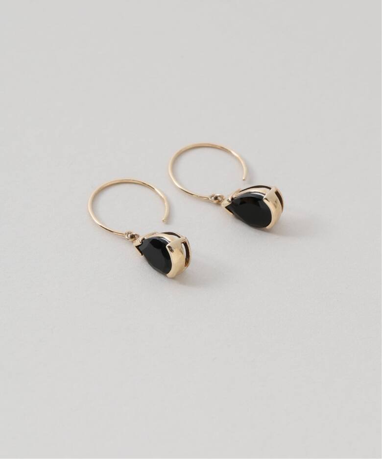 ペアシェイプオニキスフープピアス K10（両耳）（ピアス（両耳用 