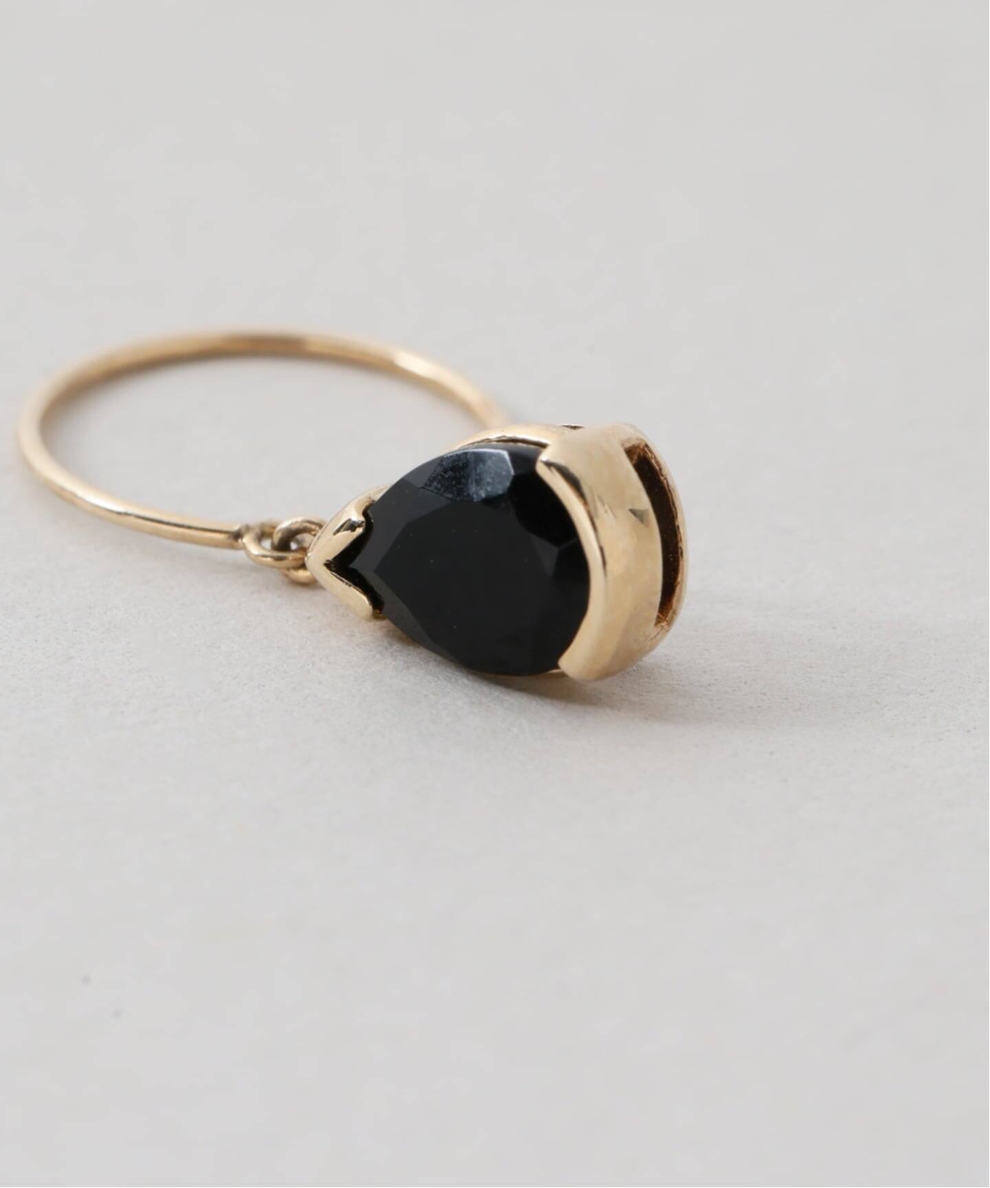 ペアシェイプオニキスフープピアス K10（両耳）（ピアス（両耳用