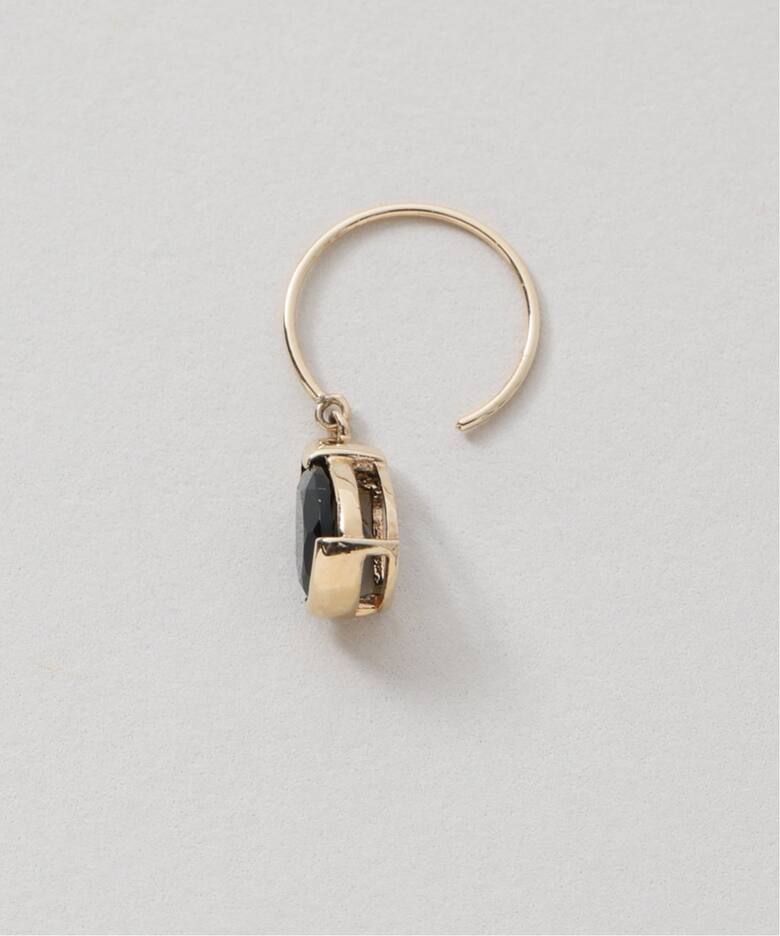ペアシェイプオニキスフープピアス K10（両耳）（ピアス（両耳用 