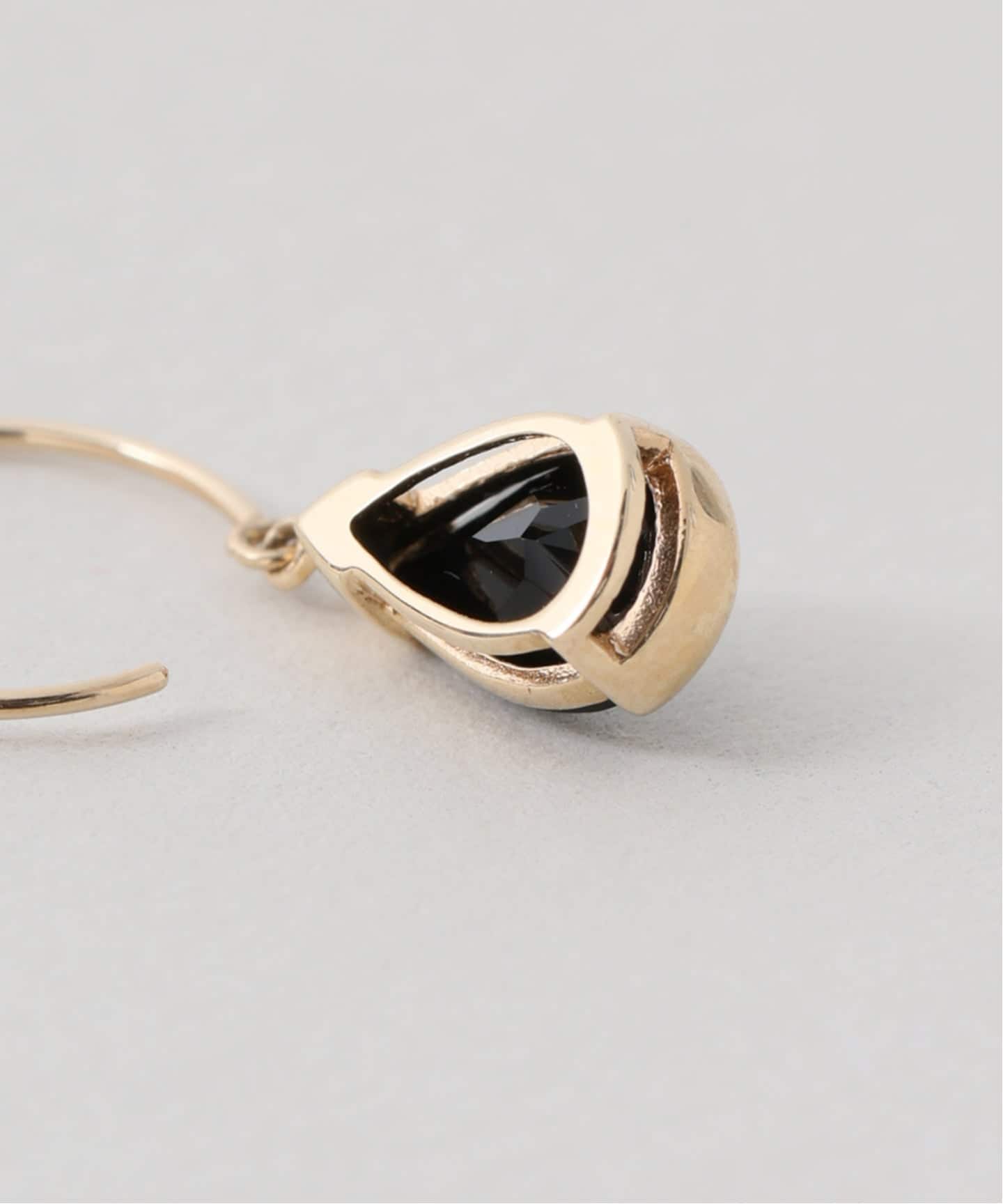 ペアシェイプオニキスフープピアス K10（両耳）（ピアス（両耳用