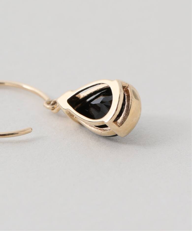 ペアシェイプオニキスフープピアス K10（両耳）（ピアス（両耳用 