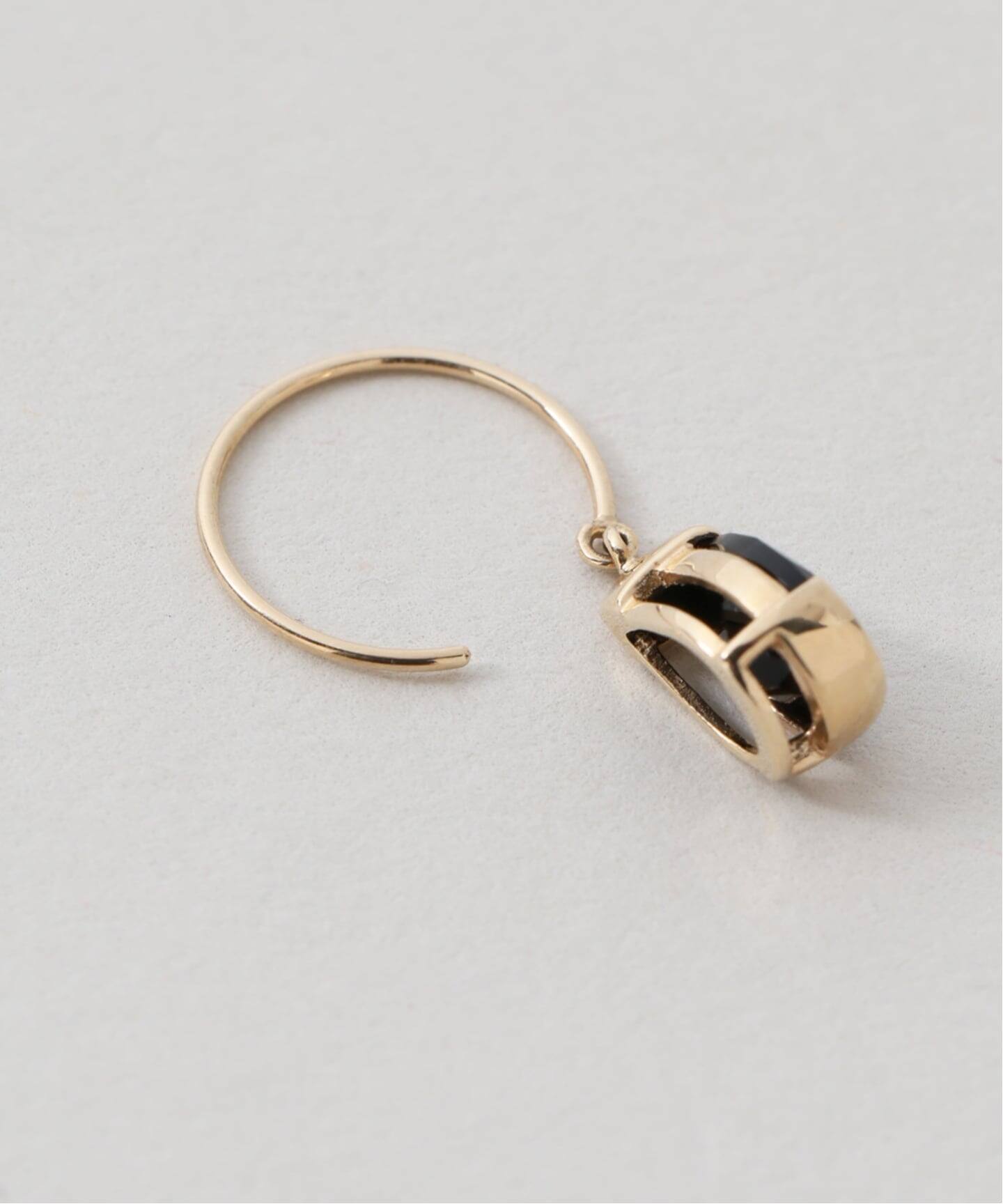 ペアシェイプオニキスフープピアス K10（両耳）（ピアス（両耳用
