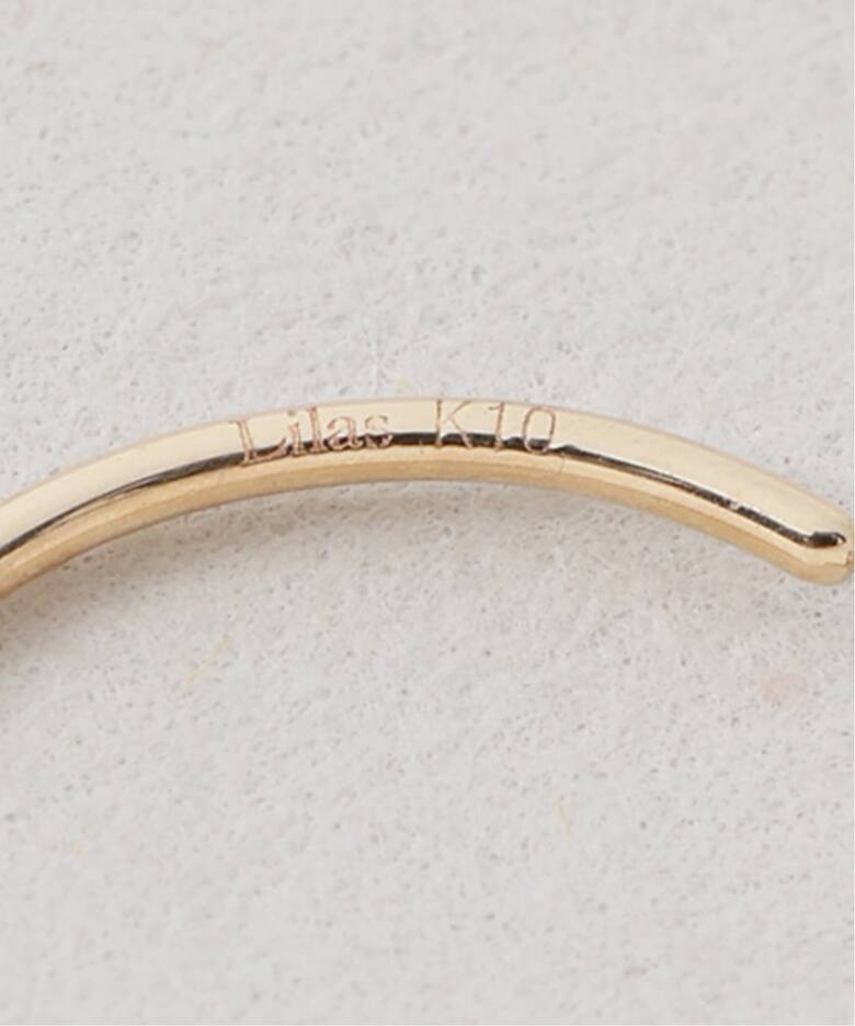 ペアシェイプオニキスフープピアス K10（両耳）（ピアス（両耳用 