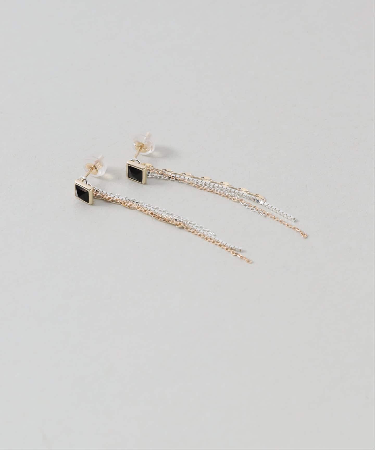 WEB限定》バイカラー2WAYフリンジピアス K10（両耳）（ピアス（両耳用