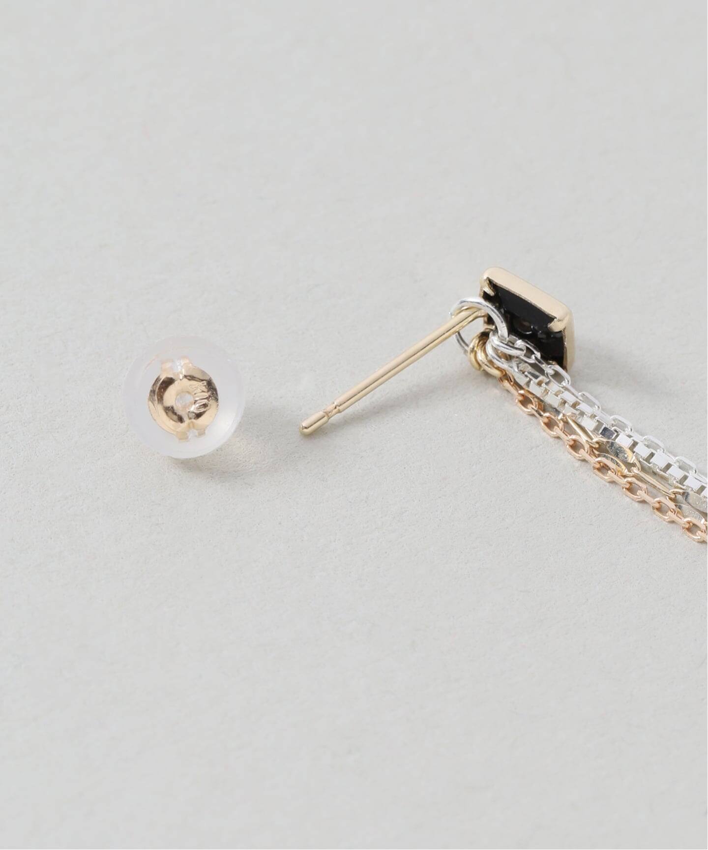 WEB限定》バイカラー2WAYフリンジピアス K10（両耳）（ピアス（両耳用