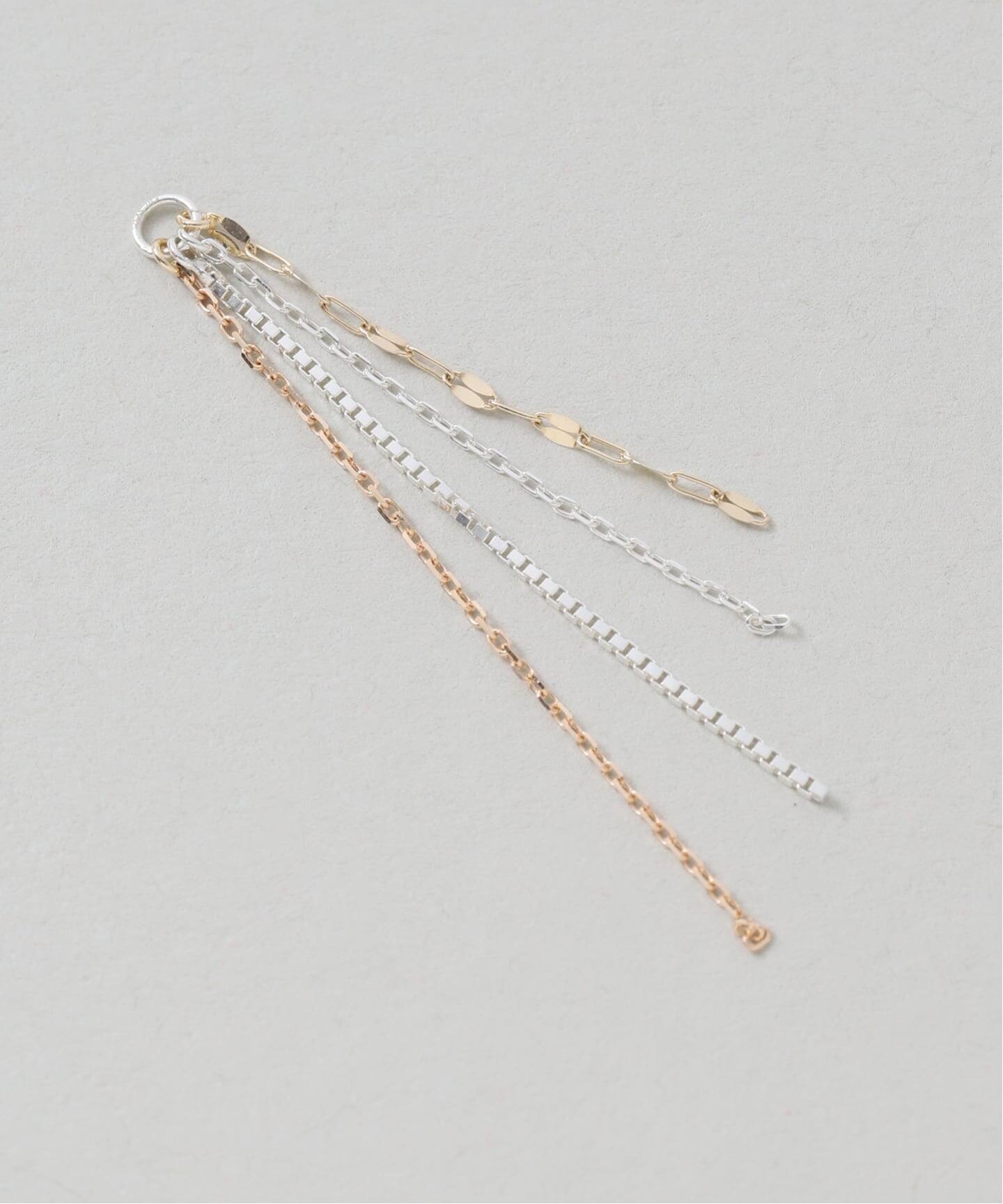 WEB限定》バイカラー2WAYフリンジピアス K10（両耳）（ピアス（両耳用