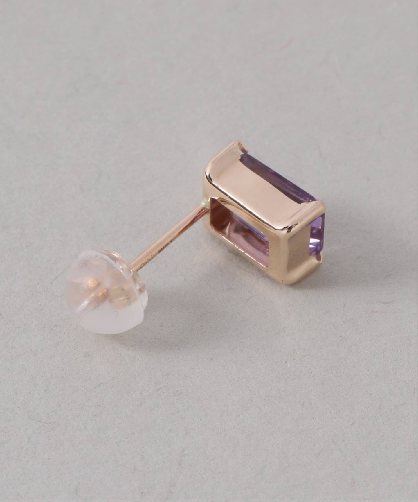ライトアメジストスタッドピアス K10（両耳）（ピアス（両耳用