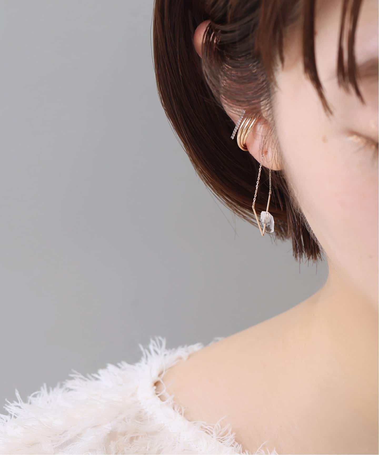 予約》ダイヤバーイヤーカフ K10（片耳）（イヤーカフ）｜Lilas（リラ