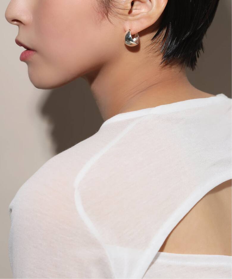 SAMH by LILAS】ワイド月甲丸ピアス SV（両耳）（ピアス（両耳用