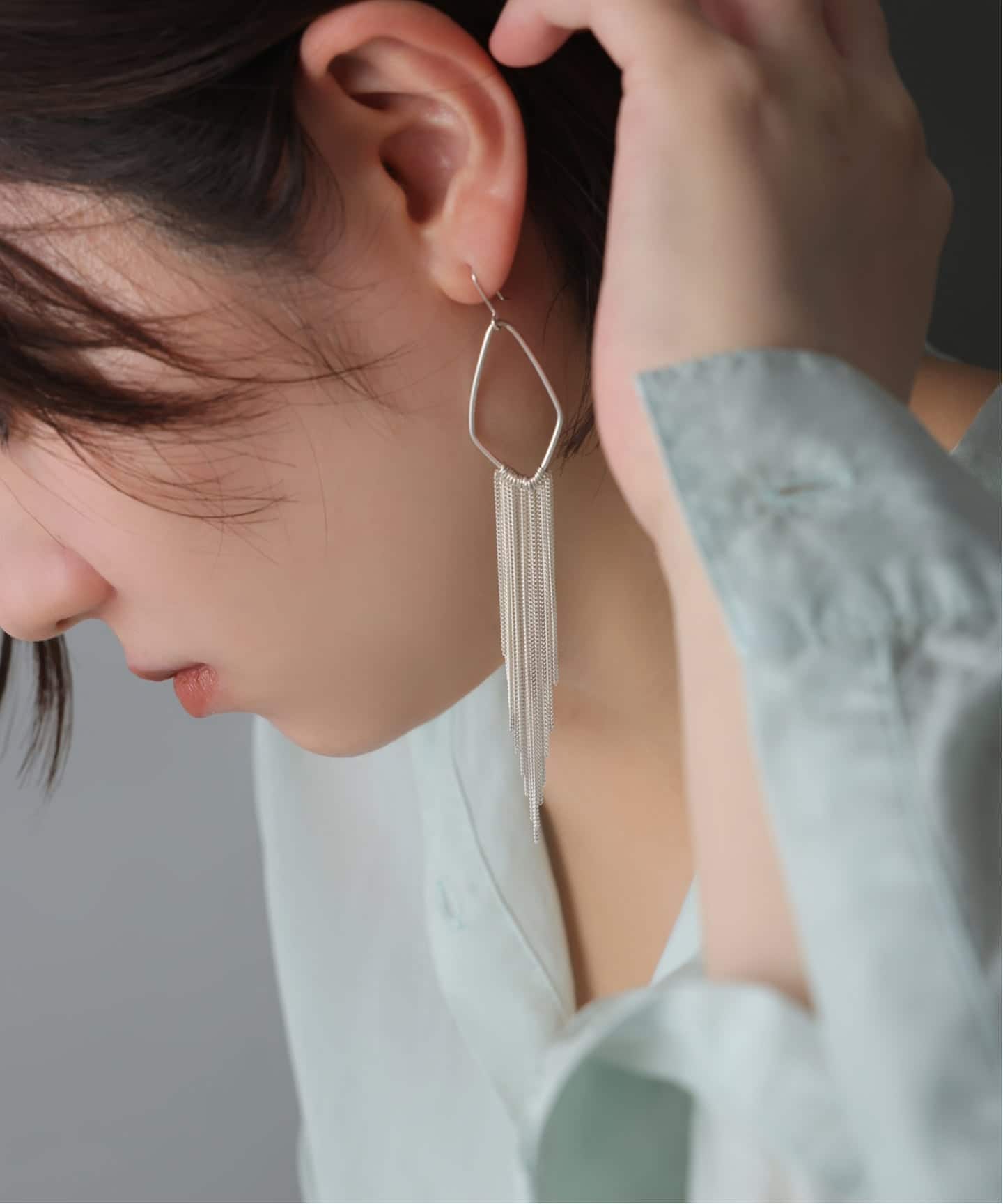 SAMH by LILAS】 キヘイチェーンフリンジピアス SV（両耳）（ピアス