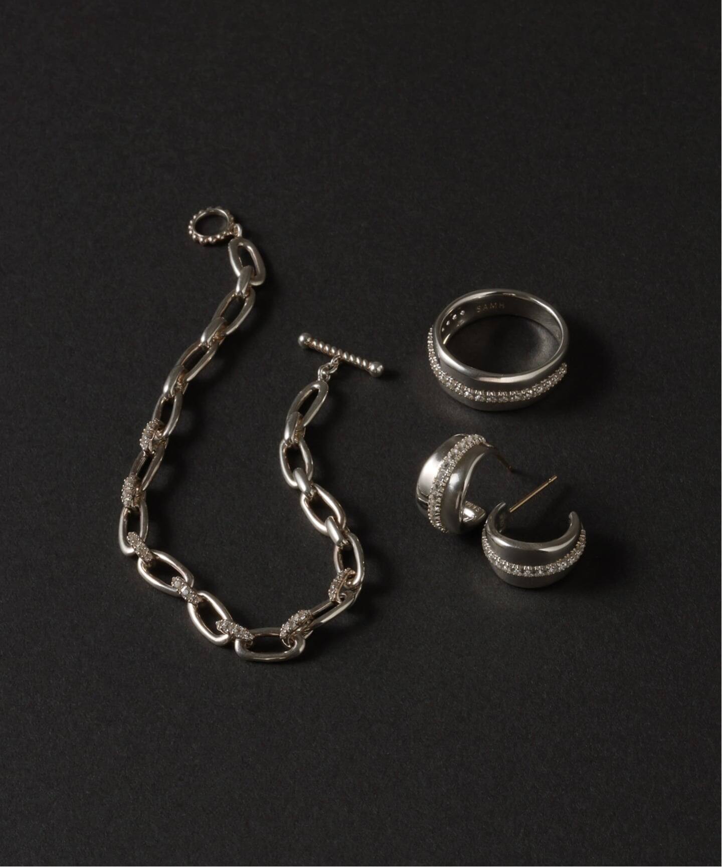 確認用 14kgf ☆ホワイトトパーズのボリュームラインピアス 予約》【SAMH by LILAS】ホワイトトパーズラインピアス SV（両耳