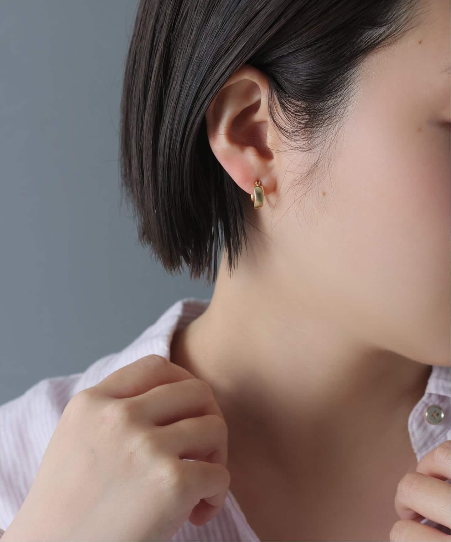 WEB限定》【SAMH by LILAS】フラットフープピアスK18GP（両耳