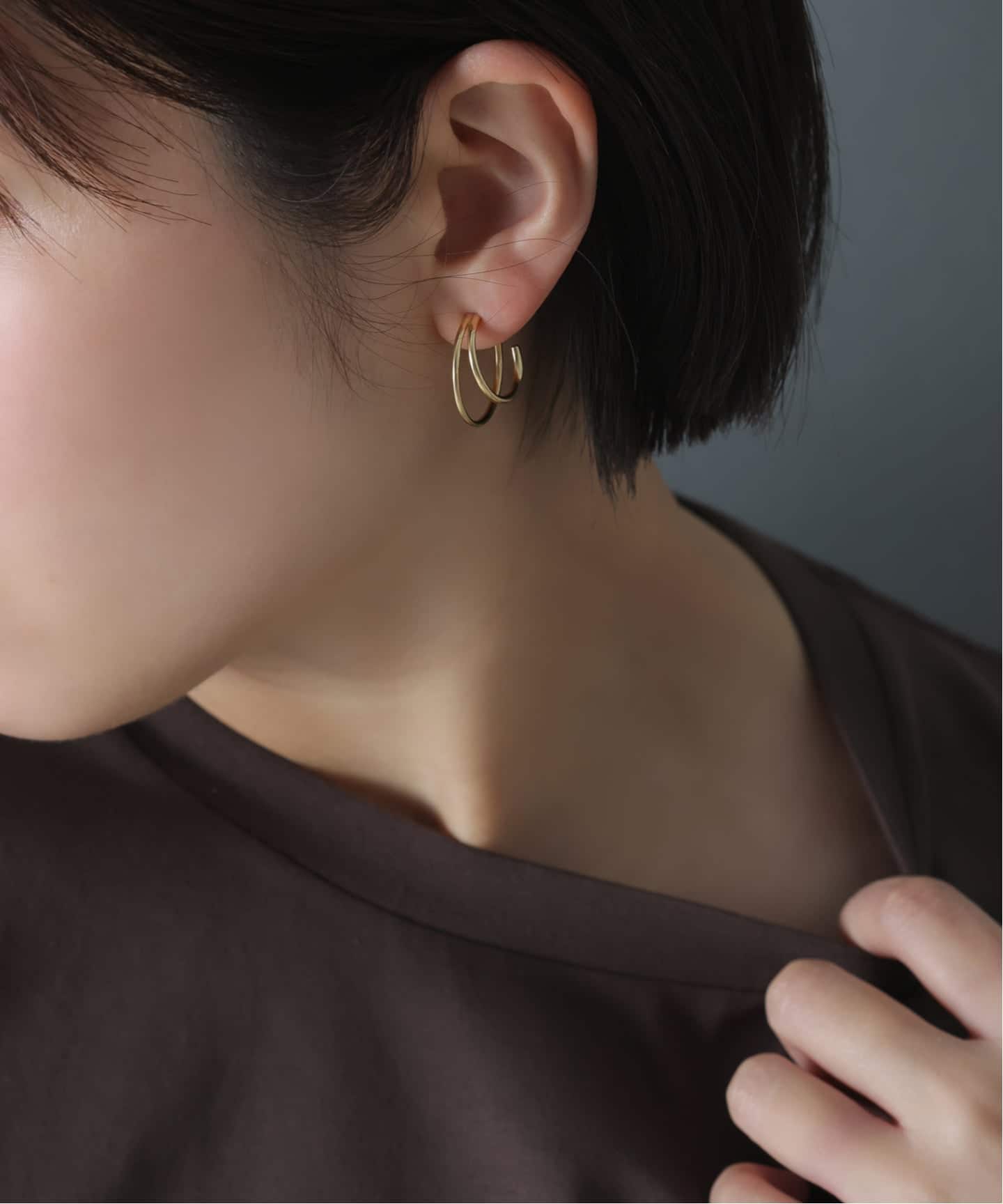 WEB限定》【SAMH by LILAS】ダブルフープピアスK18GP（両耳）（ピアス