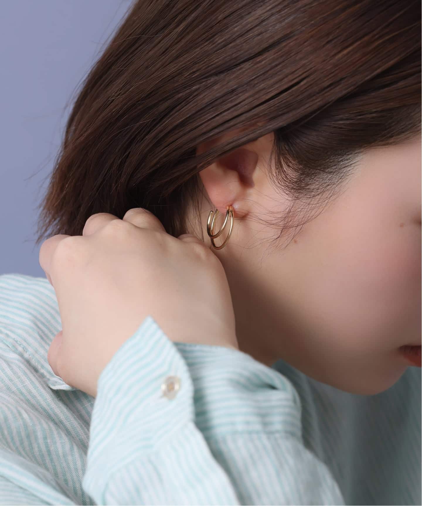 WEB限定》【SAMH by LILAS】ダブルフープピアスK18GP（両耳）（ピアス
