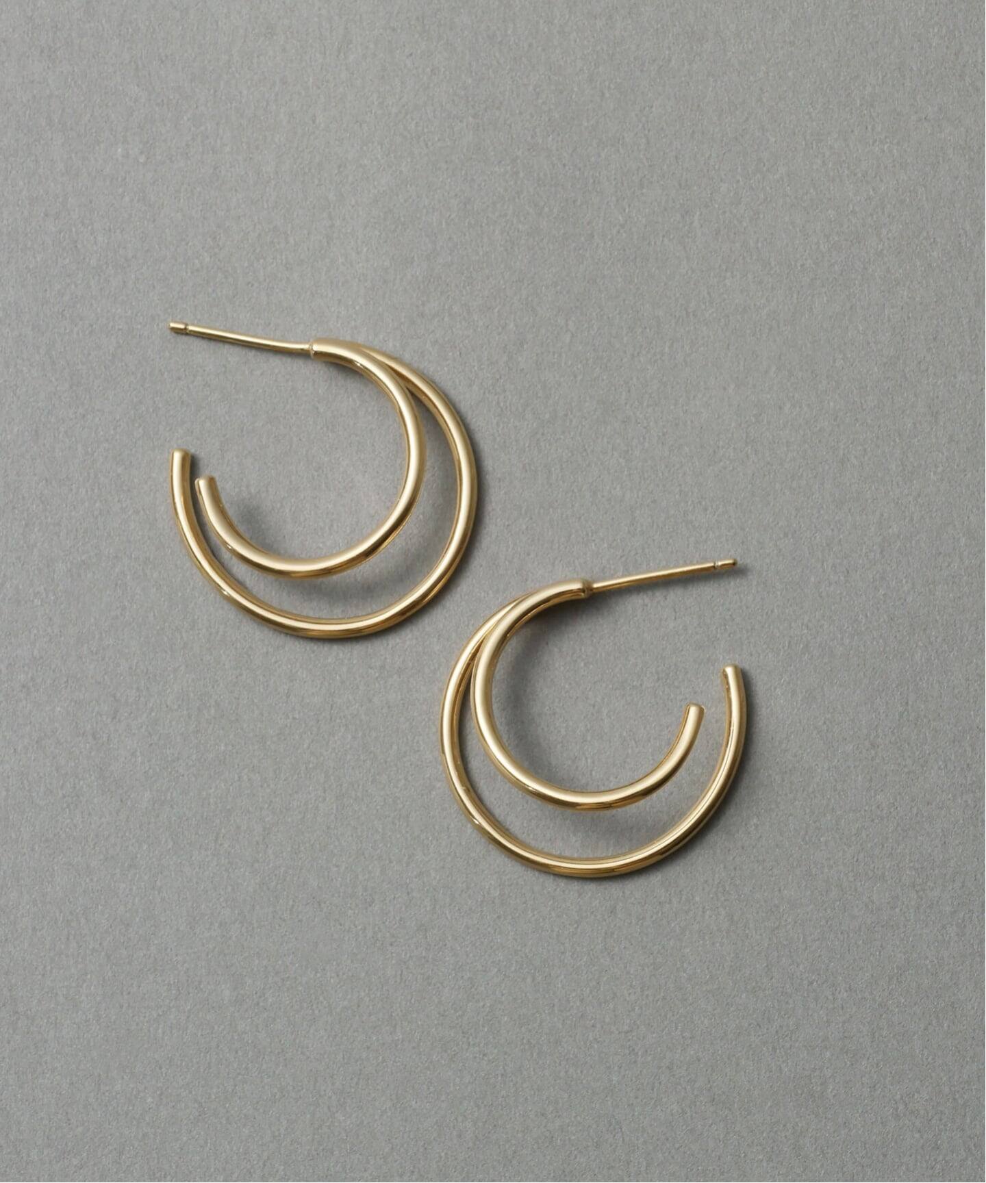 WEB限定》【SAMH by LILAS】ダブルフープピアスK18GP（両耳）（ピアス