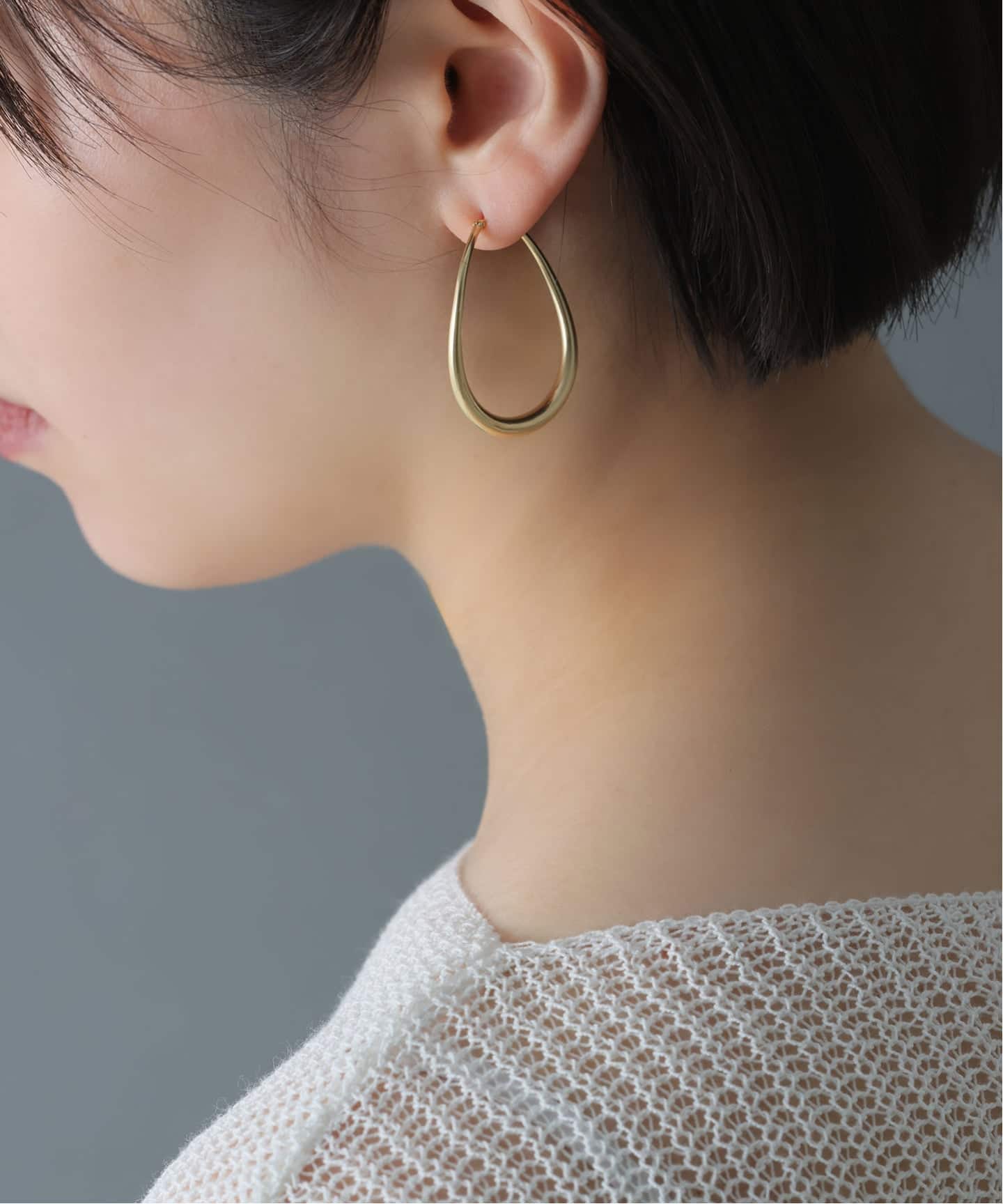WEB限定》【SAMH by LILAS】ウェーブフープピアスK18GP（両耳