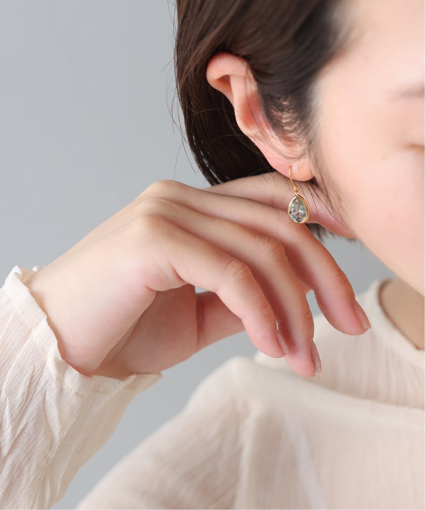 WEB限定予約》【SAMH by LILAS】グリーンアメジストピアス SVK18GP（両