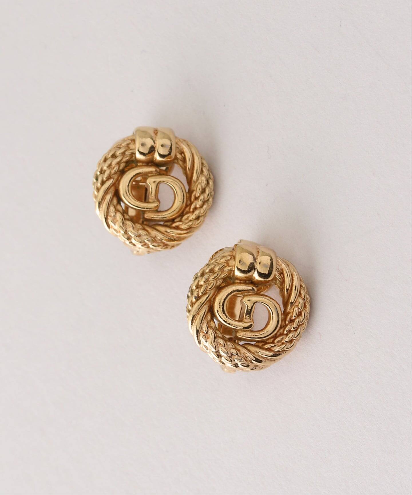 ★Christian Dior ヴィンテージ イヤリング サークルロゴ　希少 VINTAGE DIOR/ディオール 】earring logo(両耳)（イヤリング