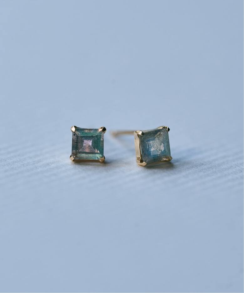 10K square labradorite pierce(両耳)（ピアス（両耳用 
