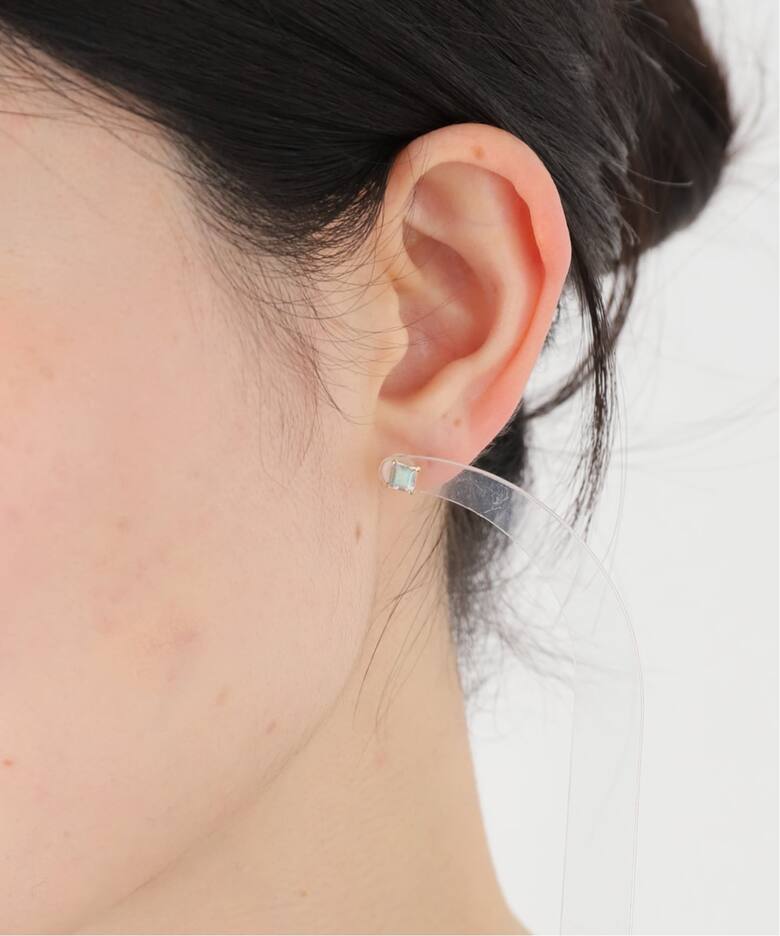 10K square labradorite pierce(両耳)（ピアス（両耳用 
