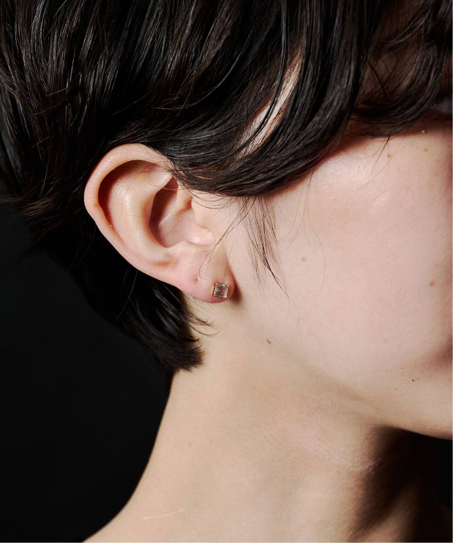 10K square labradorite pierce(両耳)（ピアス（両耳用